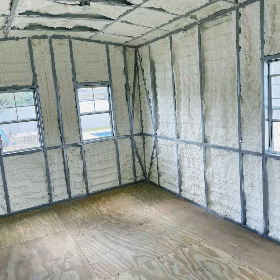 Closed-cell spray foam insulation applied to wall cavities in a residential project in Helena-West Helena